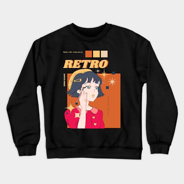 Retro Girl Crewneck Sweatshirt by Astro's Designs